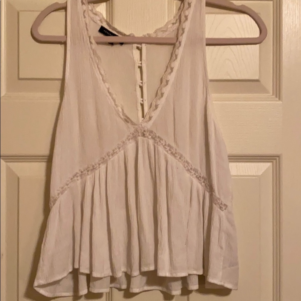 Kendall & Kylie white lace ruffle tank top blouse
